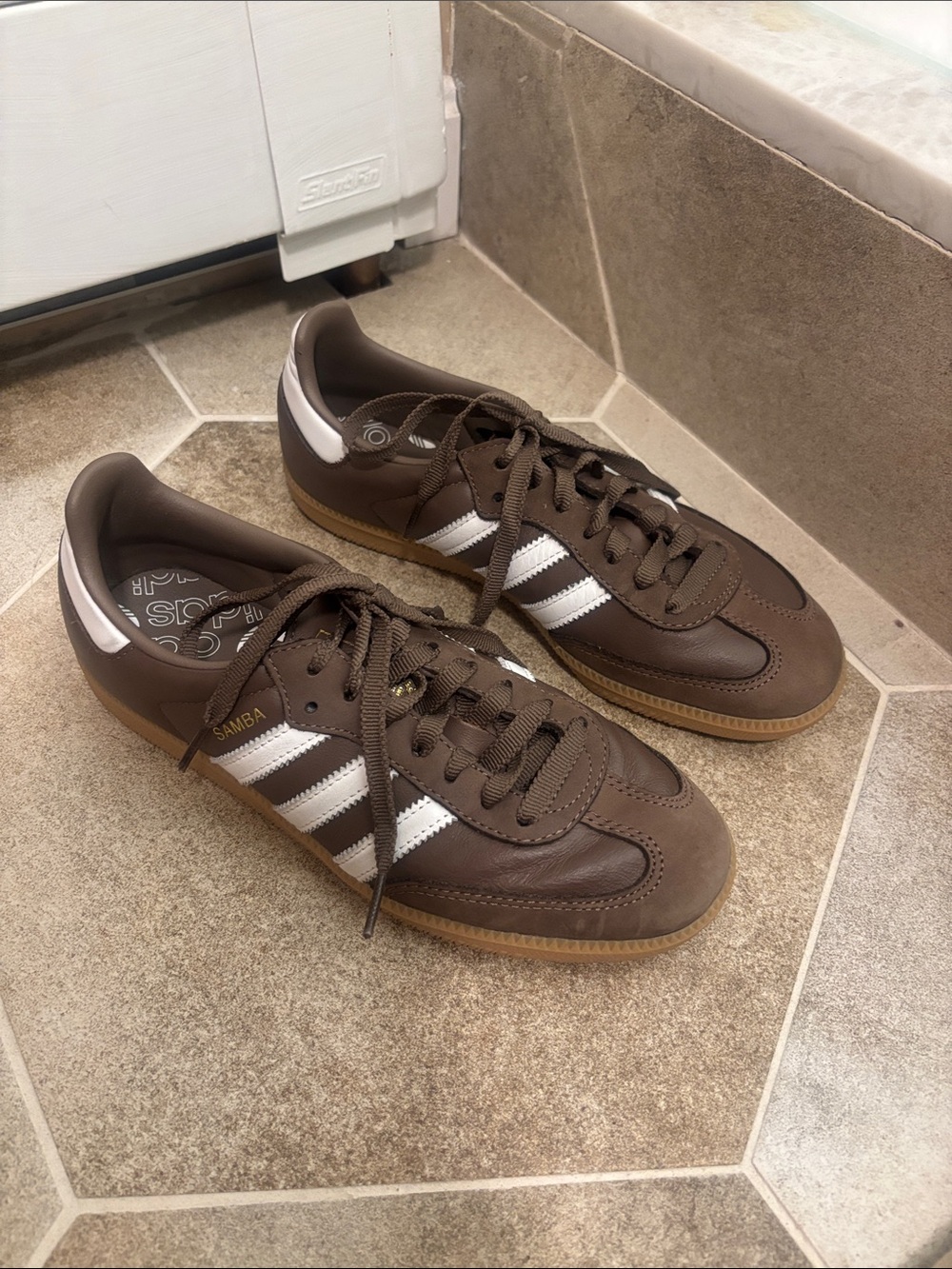 adidas Brown Samba Sneakers with White Stripes
